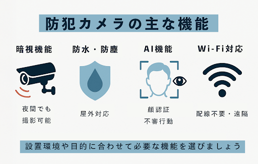 防犯カメラの主な機能